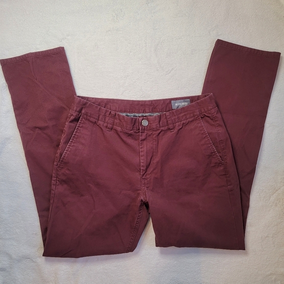Bonobos Mens Burgandy Jeans Slim Straight 33/32 - Picture 1 of 6